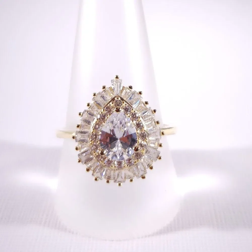Simulated Diamond CZ Ring 14k over Sterling Silver Size 10